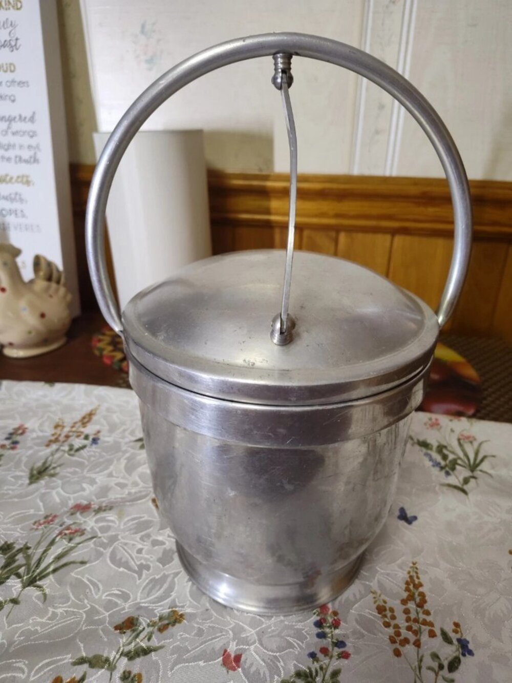 Vintage Nasco Italian Aluminum Ice Bucket Bowl Covered Dish Metal Made In Italy